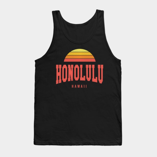 Honolulu, Hawaii - HI Retro Sunrise/Sunset Tank Top by thepatriotshop